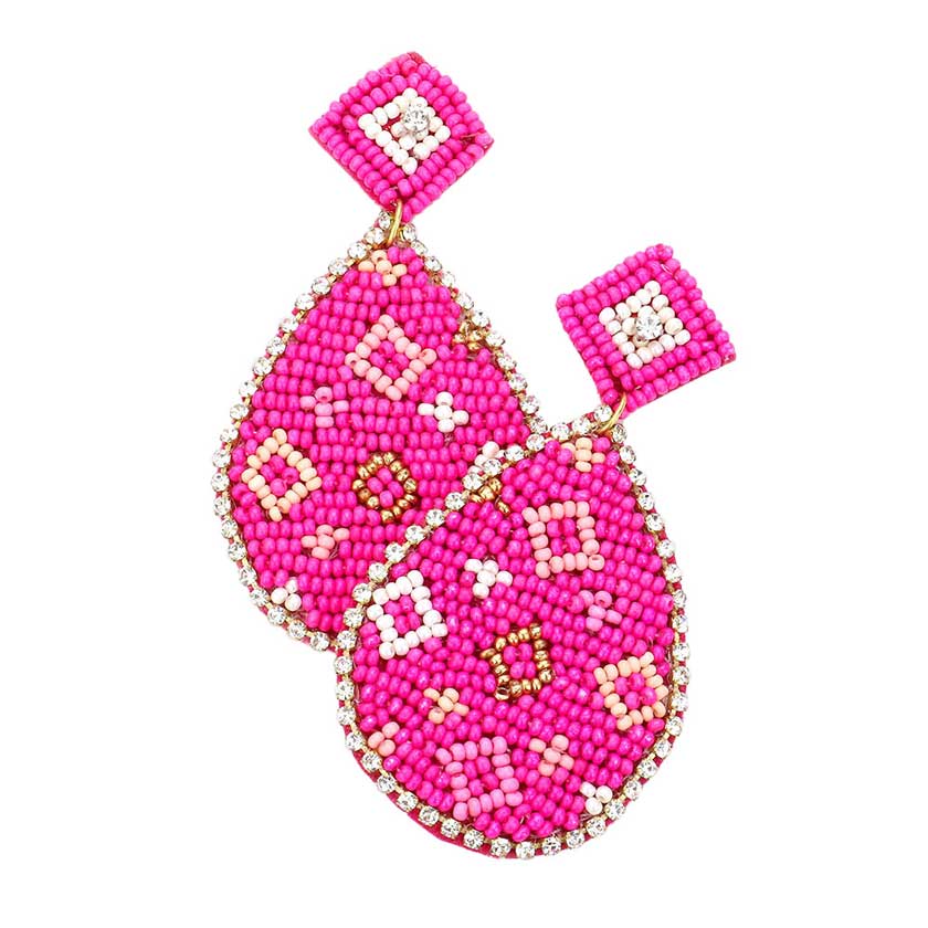 Fuchsia Felt Back Teardrop Beaded Dangle Earrings, This beaded handcrafted jewelry that fits your lifestyle, adding a polished finish to your look. Enhance your attire with these beautiful artisanal earrings to show off your fun trendsetting style. Lightweight and comfortable for wearing all day long. This is a fantastic gift for your loved ones.