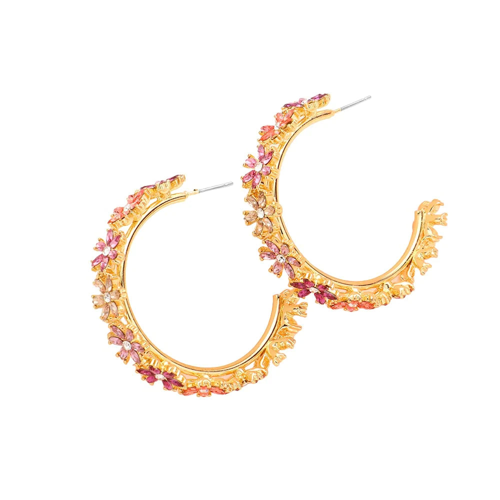 Fuchsia Flower Cluster Hoop Earrings, are beautifully handcrafted jewelry that fits your lifestyle with a gorgeous glow adding a pop of pretty color. Turn your ears into a chic fashion statement with these flower & leaf-themed Earrings! These adorable cluster details hoop earrings are bound to cause a smile. The uniquely designed earrings with various colors are suitable as gifts for wife, girlfriend, lovers, friends, and mother.