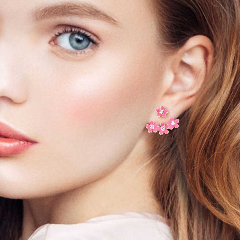 Fuchsia Flower Ear Jackets, Rejuvenate your style with these feminine front back ear jackets, which can be detached for single wearing or other ways according to your favor. An elegant and brilliant expression of your fair maiden beauty. Jewelry makes a great gift for Mother’s Day, Anniversary, Wedding, Birthday, Holiday, Stocking Stuffer, Christmas, Valentine’s Day, Graduation Gift.