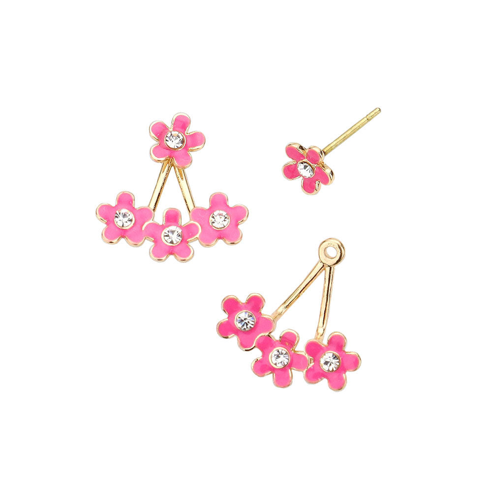 Fuchsia Flower Ear Jackets, Rejuvenate your style with these feminine front back ear jackets, which can be detached for single wearing or other ways according to your favor. An elegant and brilliant expression of your fair maiden beauty. Jewelry makes a great gift for Mother’s Day, Anniversary, Wedding, Birthday, Holiday, Stocking Stuffer, Christmas, Valentine’s Day, Graduation Gift.