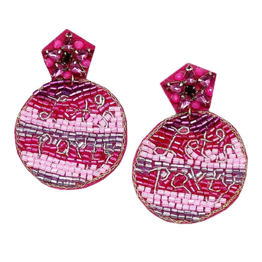 Fuchsia Lets Party Seed Bead Earrings, are fun Style earrings for women that will add a touch of fashion and fun to any wardrobe and add a fashion statement to any outfit. These exquisite Earrings are suitable for various occasions. They are good jewelry accessories for festive occasions parties and family gatherings.