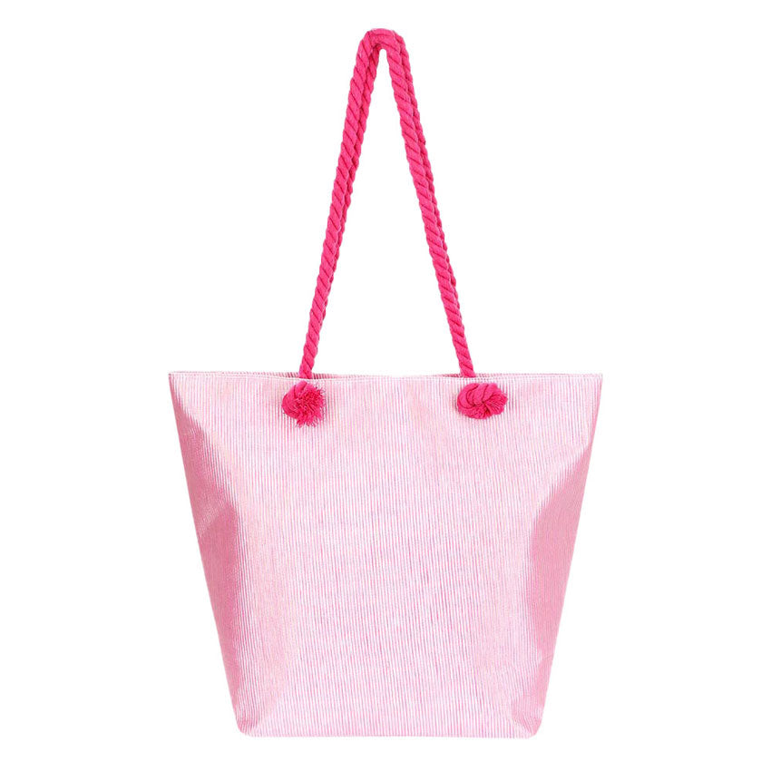 Fuchsia Linear Shoulder Bag, Show your trendy side with this awesome solid Shoulder bag. Spacious enough for carrying any and all of your seaside essentials. The soft rope straps really helps carrying this shoulder bag comfortably. Folds flat for easy packing. Perfect as a beach bag to carry foods, drinks, towels, swimsuit, toys, flip flops, sun screen and more. Gift idea for your loving one!