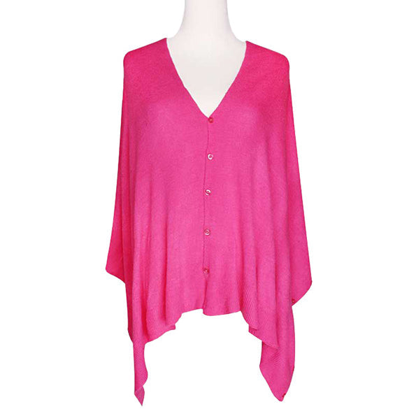 Fuchsia Solid Button Poncho, These famous multi-purpose ponchos are wonderfully versatile and can be worn in many different ways: as a poncho; a shrug; a cardigan; a scarf; a snood; and a shawl. Timeless beautiful Poncho is ensure your upper body stays perfectly warm when the temperatures drop. A fashionable eye catcher, will quickly become one of your favorite accessories, the thickness is perfect for autumn winter and spring, fine gift for women, girl, mom.