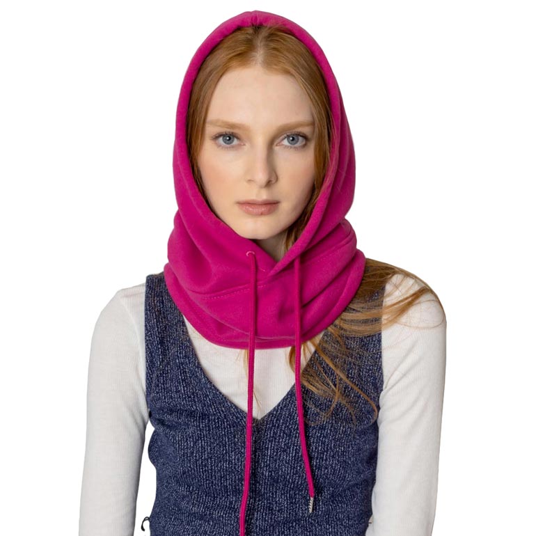 Fuchsia Sporty String Snood Hat, This sporty snood will provide warmth and comfort in the winter and cold days. Comfortable and lightweight, made with breathable fabric. It is shaped to fit around collars and has a neck cord with a toggle to ensure a comfortable fit. The fabulous & stylish knitting pattern makes it fantastic. A hat and snood will become your favorite accessory in cold weather for every day indoors and outdoors. This snood hat will be a good gift for your loved ones. Stay comfortable & cozy!