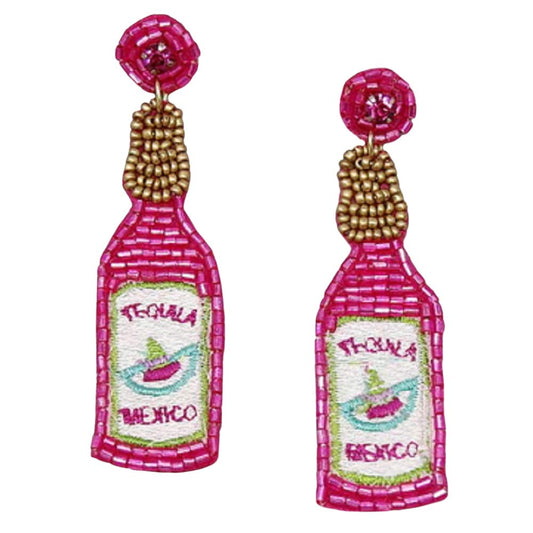 Fuchsia Tequila Seed Bead Earrings, enhance your attire with these beautiful seed-beaded earrings to show off your fun trendsetting style. It Can be worn with any daily wear such as shirts, dresses, T-shirts, etc. These tequila earrings will garner compliments all day long. Whether you're wearing a dress or a coat, these earrings will make you look more glamorous and beautiful.