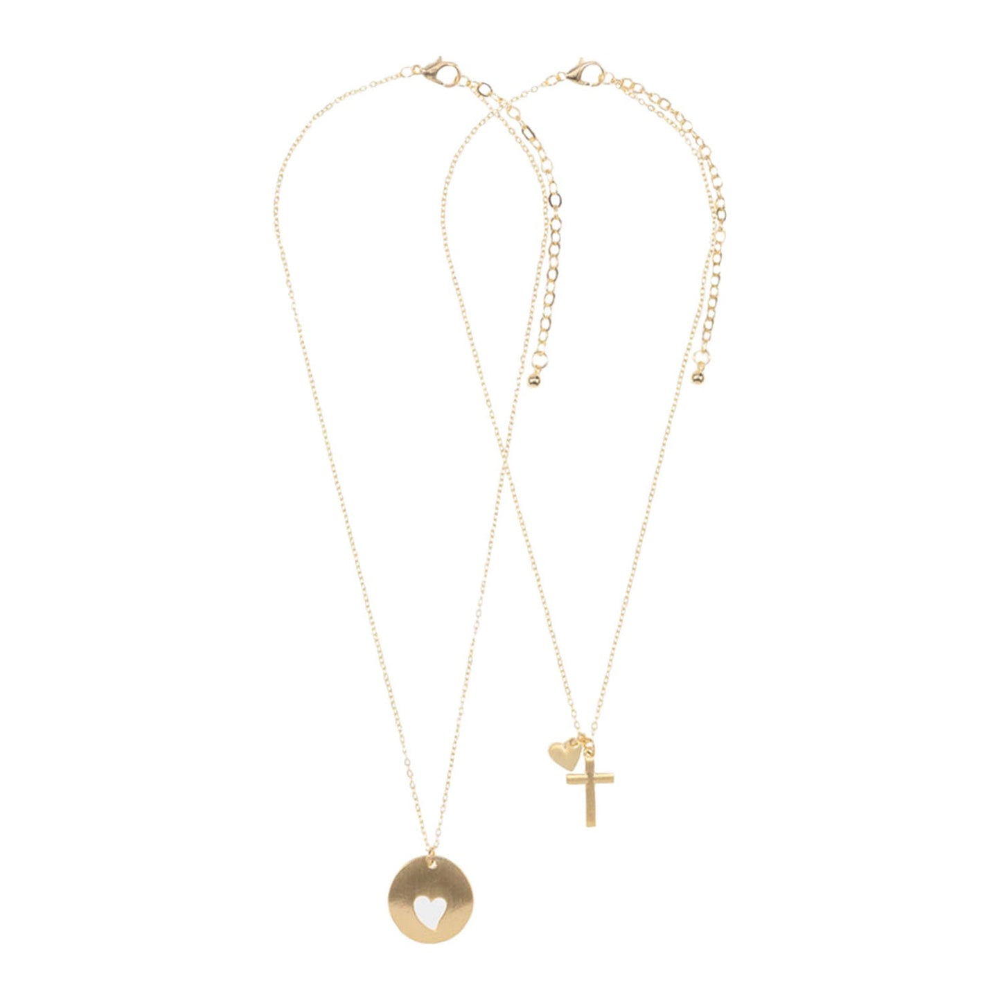 Gold 2PCS Heart Cross Pendant Moms and Kids Set Necklaces. These Necklace jewellery sets are Elegant. Beautifully crafted design adds a gorgeous glow to any outfit. Get ready with these Necklace and a jewellery set. Suitable for wear Party, Wedding, Date Night or any special events. Perfect Birthday Gift, Anniversary Gift, Thank you Gift or any special occasion.
