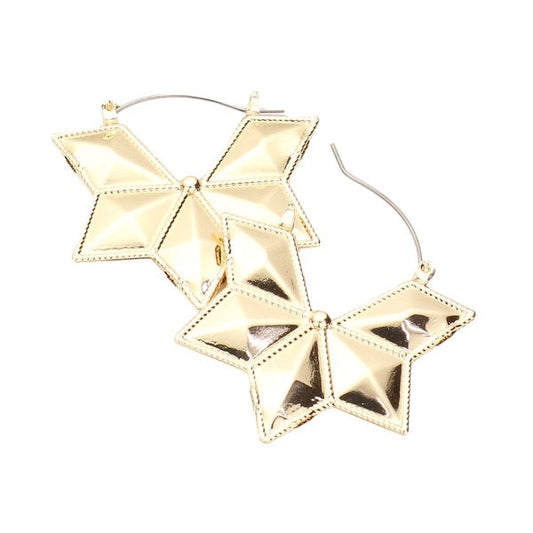 Gold Abstract Metal Pin Catch Detailed Earrings Star Texture Metal Earrings, adds beautiful glow & eye-catching style to any outfit, coordinate these earrings with any ensemble. Ideal for parties, special events, holidays. Perfect Gift for Birthdays, Anniversary, Mother's Day, Easter, Christmas, Valentines Day, Just Because