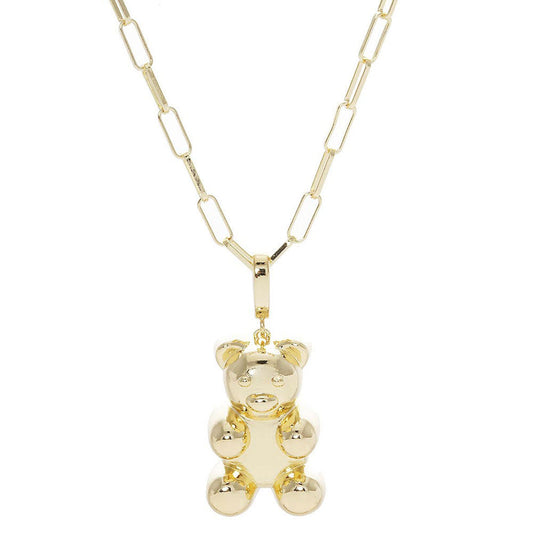 Gold Animal Dipped Brass Metal Bear Pendant Necklace, Wear together or separate according to your event, versatile enough for wearing straight through the week, perfectly lightweight for all-day wear, coordinate with any ensemble from business casual to everyday wear, the perfect addition to every outfit. 