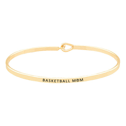 "Basketball Mom" Brass Thin Metal Hook Bracelet Thin Basketball Mom Hook Bracelet, wear with your favorite tops & dresses all year round! Thank mom for supporting you at your basketball games, let her know how much she is loved and appreciated. Great Birthday Gift, Mother's Day Gift, Just Because Gift, Thank you Gift 