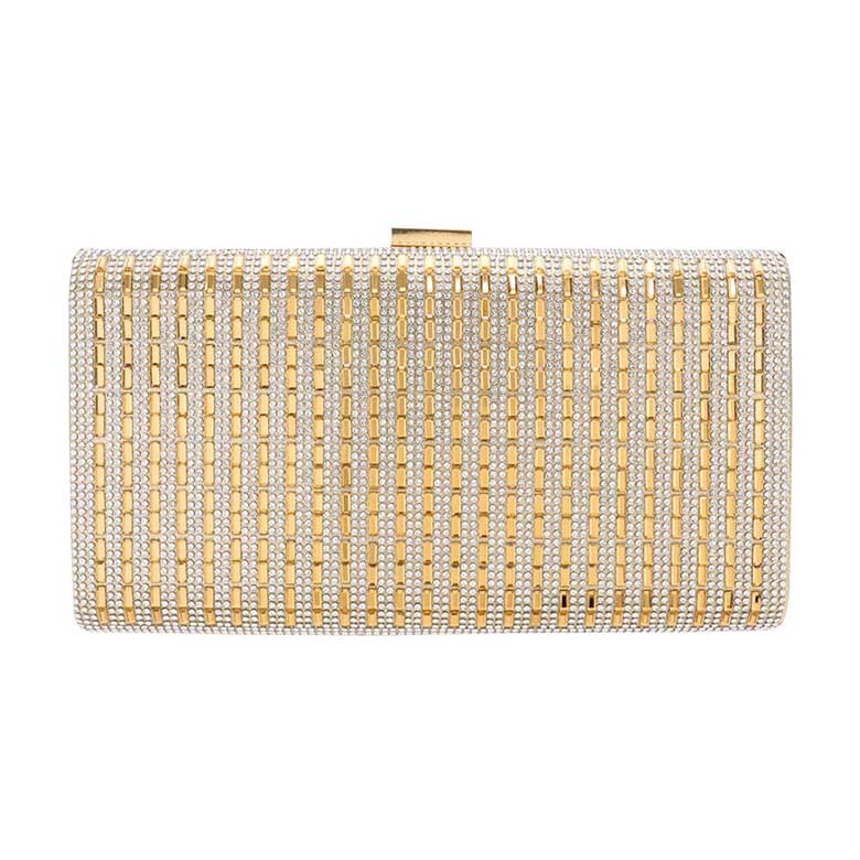 Gold Bling Evening Clutch Crossbody Bag, is beautifully designed and fit for all occasions & places. Show your trendy side with this awesome clutch crossbody bag. Versatile enough for carrying straight through the week, perfectly lightweight to carry around all day on special occasions. Perfect for makeup, money, credit cards, keys or coins, and many more things. This bling crossbody bag features a crossbody chain strap and clasp closure that makes your life easier and trendier. 
