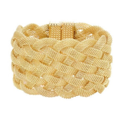 Gold Braided Metal Mesh Detail Magnetic Bracelet Braid Mesh Accent Bracelet, covers a range of trends, including boho, classic, festival & modern, an eye-catching alternative for all year around. Pair with tee & jeans to dress up your laid-back look, or add to a dress to enhance your work ensemble. Ideal Gift, Any Occasion