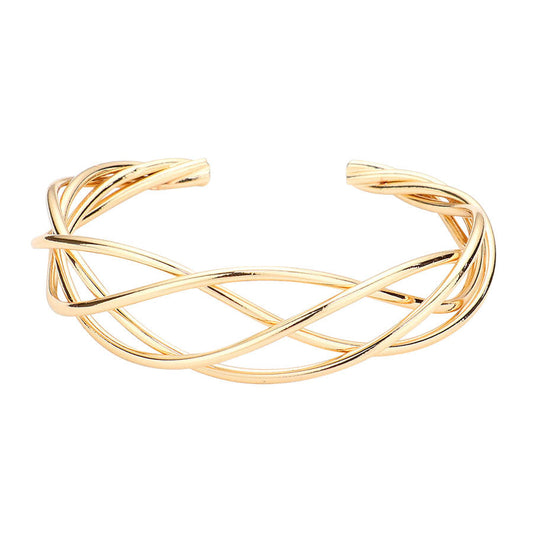 Gold Brass Metal Braided Cuff Bracelet. These Metal Cuff Bracelets are easy to put on, take off and so comfortable for daily wear. Pair these with tee and jeans and you are good to go. It will be your new favorite go-to accessory. Perfect Birthday gift, friendship day, Mother's Day, Graduation Gift.