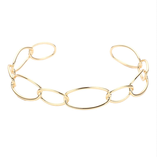 Gold Brass Metal Open Oval Link Cuff Bracelet, is beautiful addition to enlightening your beauty to a greater extent and make you feel absolutely special. It adds a pop of pretty color to enrich your attire. Coordinate with any outfit for a any occasion to make you absolutely fabulous and stand out from the crowd. Wear this awesome cuff bracelet at weddings, wedding showers, receptions, anniversaries, etc.