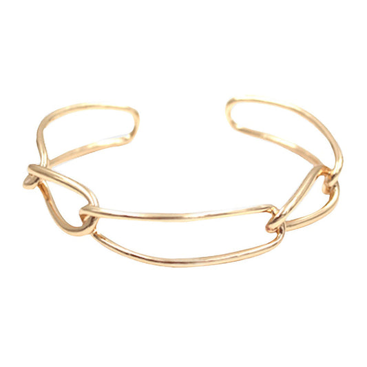 Gold Brass Open Metal Link Cuff Bracelet, put on a pop of color to complete your ensemble. Perfect for adding just the right amount of shimmer & shine and a touch of class to special events. Perfect Birthday Gift, Valentine's Gift, Anniversary Gift, Mother's Day Gift, Graduation Gift.