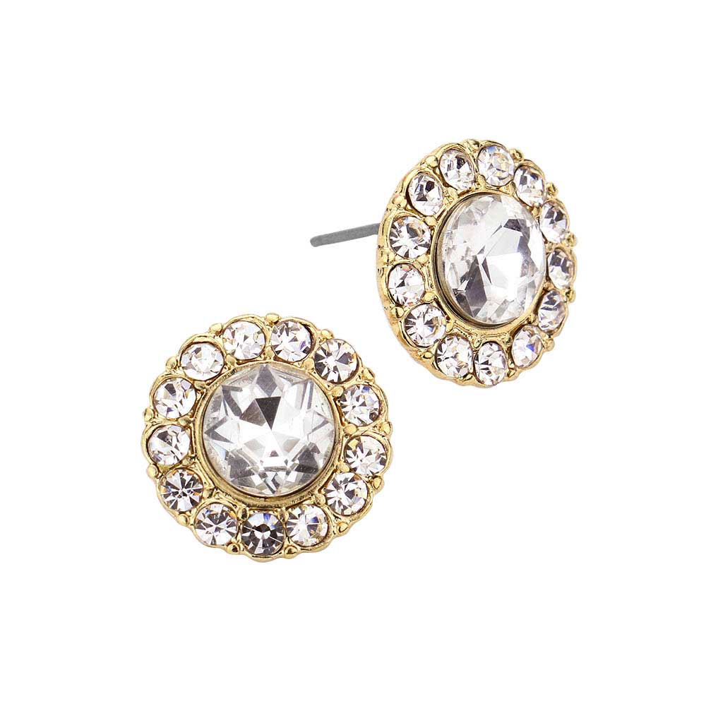 Gold Bubble Stone Embellished Round Stud Earrings, Elegance becomes you in these lightweight and playful, shiny glamorous Stone studs, the perfect sparkling accessory to add some sophisticated fun to your next social event. Coordinate this Stud earrings with any ensemble from business casual to everyday wear, the perfect addition to every outfit. Perfect Birthday Gift, Anniversary Gift, Mother's Day Gift, Graduation Gift, Prom Jewelry, Just Because Gift, Thank you Gift.