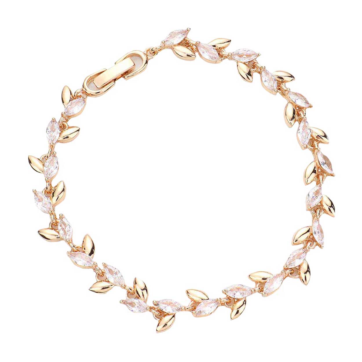 Gold CZ Metal Marquise Link Evening Bracelet. These Metal bracelets are easy to put on, take off and so comfortable for daily wear. Pair these with tee and jeans and you are good to go. It will be your new favorite go-to accessory. Perfect Birthday gift, friendship day, Mother's Day, Graduation Gift.