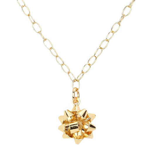 Gold Christmas Gift Bow Necklace, get ready to receive appreciation with these beautiful bow Necklaces. Put on a pop of color to complete your ensemble. Beautifully crafted for adding just the right amount of shimmer & shine and a touch of class with trendiness to any occasion and even to special events. Perfect gift for Birthdays, anniversaries, Mother's Day, Valentine's Day, etc for your friends, family, and the person you love the most. Stay beautiful!