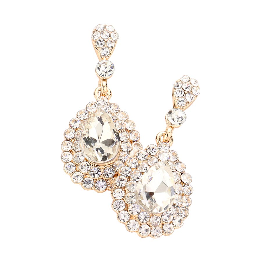 Gold Crystal Rhinestone Trim Teardrop Stone Evening Earrings, This Crystal Rhinestone Trim Teardrop Stone Evening Earrings put on a pop of color to complete your ensemble. Perfect for adding just the right amount of shimmer & shine. Perfect for Birthday Gift, Anniversary Gift, Mother's Day Gift, or Graduation Gift.