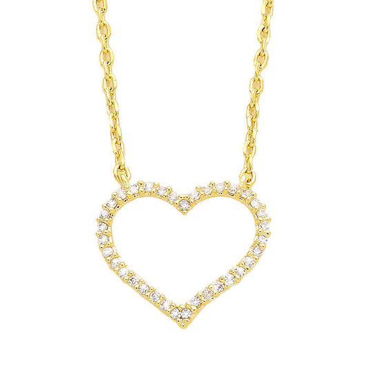 Gold Cubic Zirconia Heart Hoop Pendant Necklace. Beautifully crafted design adds a gorgeous glow to any outfit. Jewelry that fits your lifestyle! Perfect Birthday Gift, Anniversary Gift, Mother's Day Gift, Anniversary Gift, Graduation Gift, Prom Jewelry, Just Because Gift, Thank you Gift.
