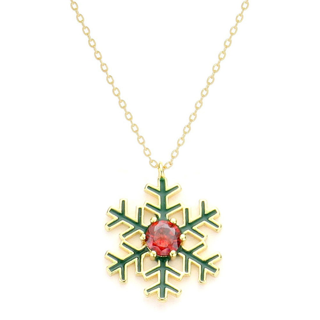 Gold Gold White Dipped CZ Snowflake Pendant Necklace, Get ready with these Pendant Necklace, put on a pop of color to complete your ensemble. Perfect for adding just the right amount of shimmer & shine and a touch of class to special events. Perfect Birthday Gift, Anniversary Gift, Mother's Day Gift, Graduation Gift.