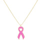 Gold Dipped Enamel Pink Ribbon Pendant Necklace. Beautifully crafted design adds a gorgeous glow to any outfit. Jewelry that fits your lifestyle! Perfect Birthday Gift, Anniversary Gift, Mother's Day Gift, Anniversary Gift, Graduation Gift, Prom Jewelry, Just Because Gift, Thank you Gift.