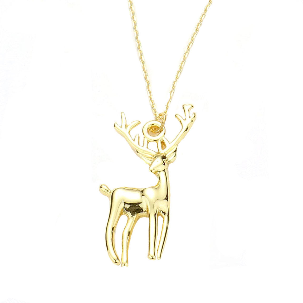 Gold Dipped Reindeer Pendant Necklace. Beautifully crafted design adds a gorgeous glow to any outfit. Jewelry that fits your lifestyle! Perfect Birthday Gift, Anniversary Gift, Mother's Day Gift, Anniversary Gift, Graduation Gift, Prom Jewelry, Just Because Gift, Thank you Gift.