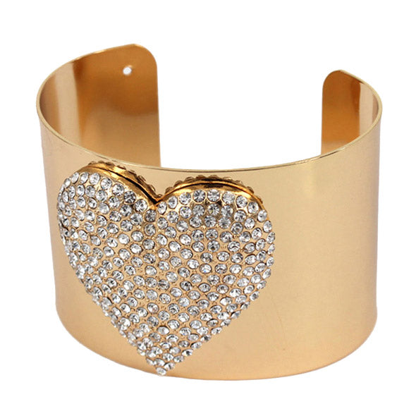 Crystal Heart Bracelet Embellished Rhinestone Heart Wide Cuff Bracelet Crystal Heart Cuff Bracelet, this Bling Bracelet will put the spotlight on you. Adds a stylish glow to any ensemble. Plenty of crystals for extra SHINE! Perfect Birthday Gift, Valentine's day Gift, Mother's Day Gift, Galentine's Gift, Love you Gift, Crystal Heart Cuff