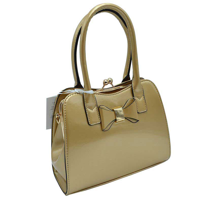 Gold Fashion Shiny  Satchel Purses Patent Leather Women Handbags, No outfit is complete without the perfect clutch or handbag and a wide range to fit in all the essentials on the go! These handbag features a vegan patent leather material with Gold metal hardware. It comes with a removable long shoulder strap for casual shoulder or cross-body wear. This fun, yet sophisticated handbag will definitely draw attention.