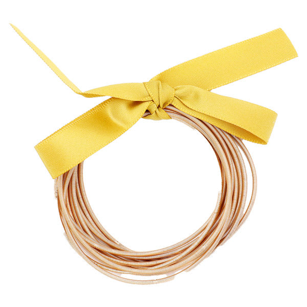 Gold Fashionable Guitar String Stackable Stretch Bracelets. These stackable bracelets can light up any outfit, and make you feel absolutely flawless. Fabulous fashion and sleek style adds a pop of pretty color to your attire, coordinate with any ensemble from business casual to everyday wear.