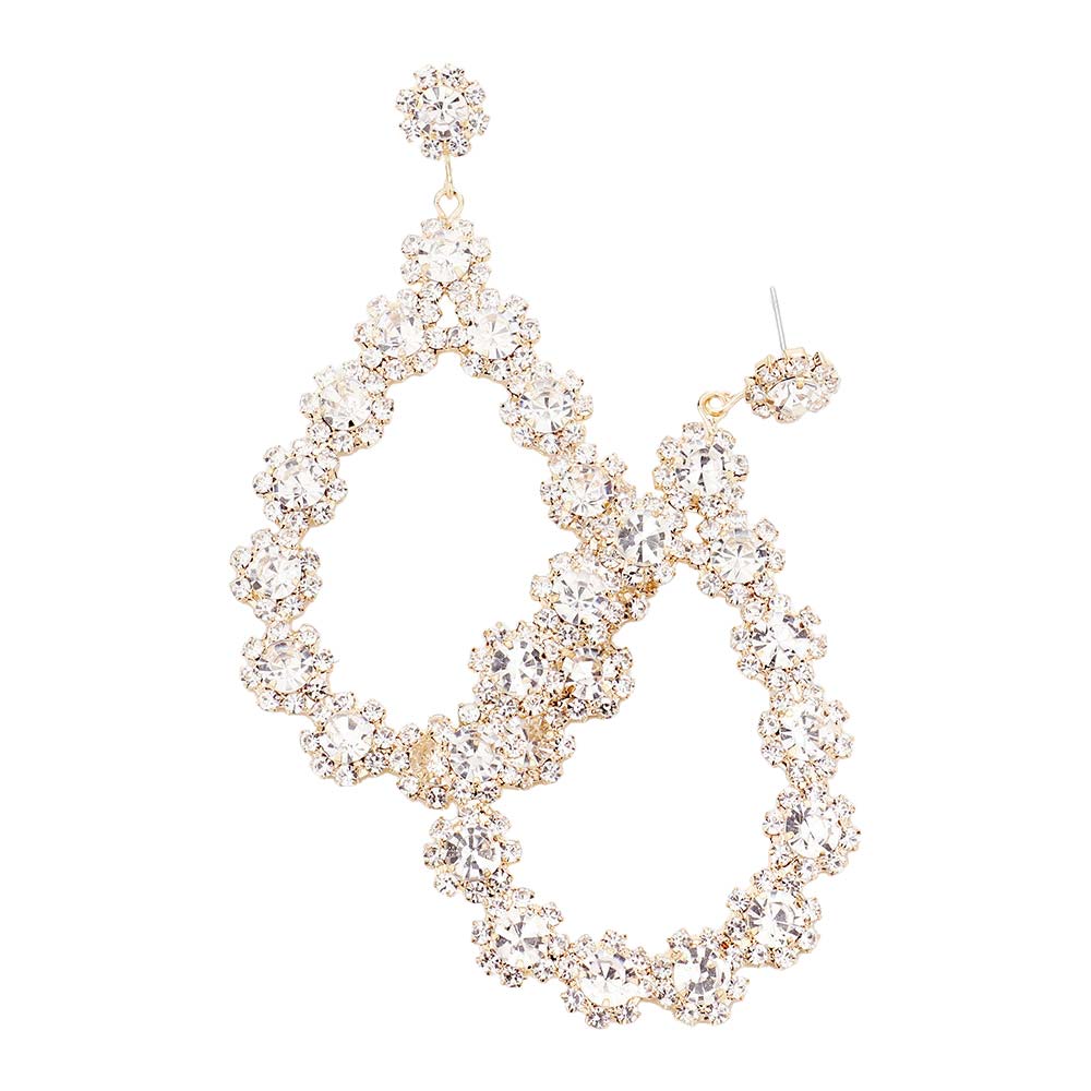 Gold Floral Open Teardrop Ombre Evening Earrings, are beautifully decorated to dangle on your earlobes on special occasions for making you stand out from the crowd. Wear these evening earrings to show your unique yet attractive & beautiful choice. Coordinate these round stone earrings with any special outfit to draw everyone's attention. Perfect jewelry gift to expand a woman's fashion wardrobe with a modern, on-trend style.