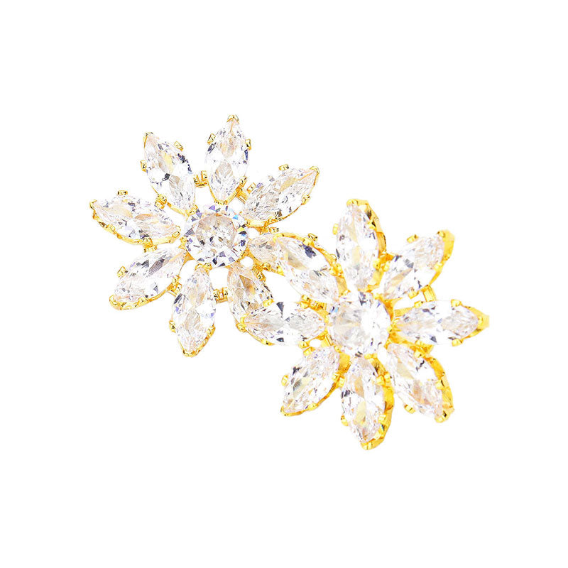 Gold Flower Evening Stud Earrings, flower stud earrings handcrafted jewelry that fits your lifestyle, adding a pop of pretty color. You will be fashionable one. Coordinate these earrings with any ensemble from business casual to everyday wear, ideal for parties, events, holidays. Perfect jewelry gift to expand a woman's fashion wardrobe with a modern, on trend style.