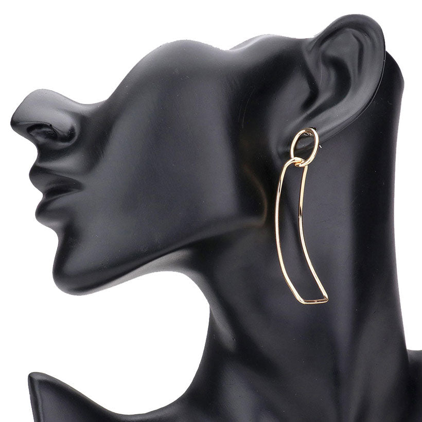 Gold Geometric Double Open Metal Link Dangle Earrings, Beautifully crafted design adds a glow to any outfit. Look like the ultimate fashionista with these Earrings! Ideal for dates, Birthday Gift, Anniversary Gift, Mother's Day Gift, Graduation Gift, Just Because Gift, Thank you Gift, Valentine's Day Gift.