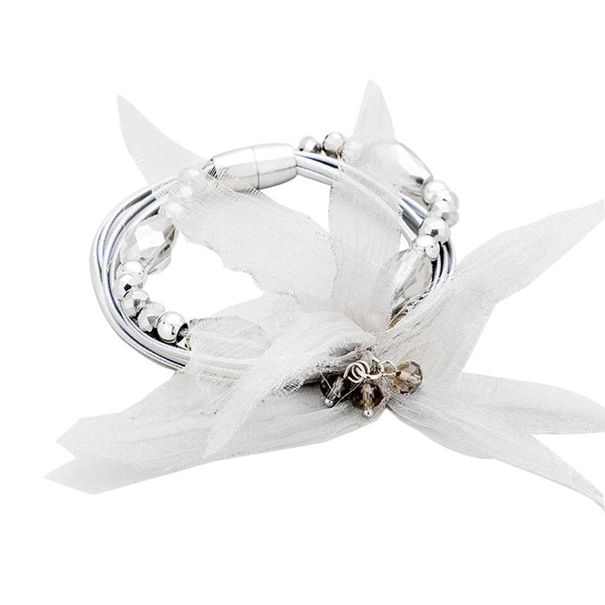 Gold Gray Multi Strand Cord Beaded Mesh Flower Magnetic Bracelet Make a statement with these message bracelets, very easy to put on, take off and so comfortable for daily wear. Pair these with tee and jeans and you are good to go. It will be your new favorite go-to accessory. Perfect Birthday gift, friendship day, Mother's Day, Graduation Gift.
