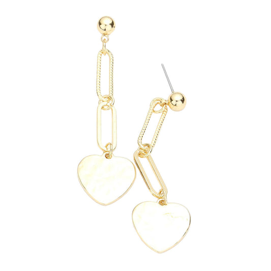 Gold Hammered Metal Heart Drop Dangle Earrings. Beautifully crafted design adds a gorgeous glow to any outfit. Jewelry that fits your lifestyle! Perfect Birthday Gift, Anniversary Gift, Mother's Day Gift, Anniversary Gift, Graduation Gift, Prom Jewelry, Valentine's Day Gift, Thank you Gift.