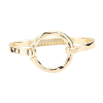 Gold Hammered Open Metal Circle Hook Bracelet. These metal circle hook bracelets are easy to put on, take off and so comfortable for daily wear. Pair these with tee and jeans and you are good to go. . Perfect Birthday gift, friendship day, Mother's Day, Graduation Gift or any other Special occasion.