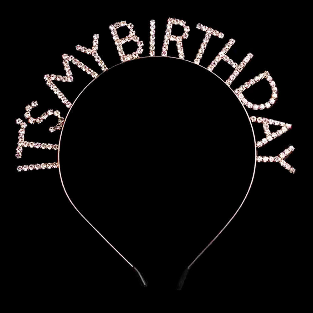 Gold It Is My Birthday Rhinestone Headband, This marvelous Rhinestone birthday message-themed Headband is attractive & lightweight, therefore easy to put on and off. Push back your hair with this beautiful Rhinestone headband to make yourself stand out on any special occasion. Spice up any plain or special outfit! Be ready to receive the best compliments. Be the ultimate trendsetter wearing this chic headband with all your stylish outfits!