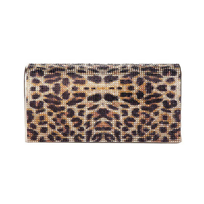 Gold Leopard Patterned Bling Evening Clutch Crossbody Bag. Be the ultimate fashionista carrying this trendy crossbody clutch bag! great for when you need something small to carry or drop in your bag. perfect for the festive season, embrace the animal themed spirit with these bag, these pretty  gift Crossbody Bags are sure to bring a smile to your face.