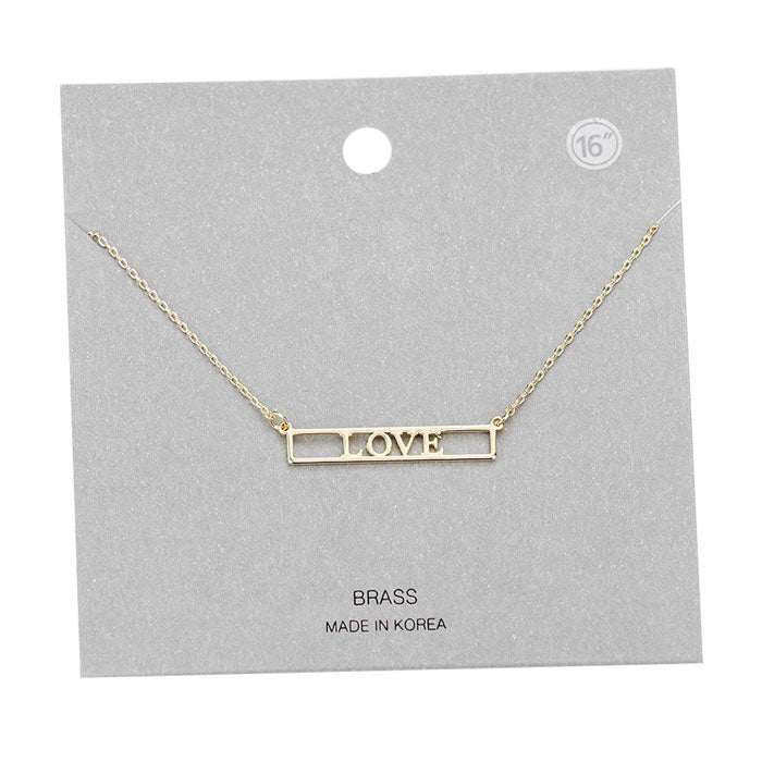  Gold Love Brass Metal Pendant Necklace. Beautifully crafted design adds a gorgeous glow to any outfit. Jewelry that fits your lifestyle! Perfect Birthday Gift, Anniversary Gift, Mother's Day Gift, Graduation Gift, Prom Jewelry, Just Because Gift, Thank you Gift, Valentine's Day Gift.