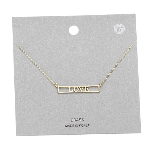  Gold Love Brass Metal Pendant Necklace. Beautifully crafted design adds a gorgeous glow to any outfit. Jewelry that fits your lifestyle! Perfect Birthday Gift, Anniversary Gift, Mother's Day Gift, Graduation Gift, Prom Jewelry, Just Because Gift, Thank you Gift, Valentine's Day Gift.
