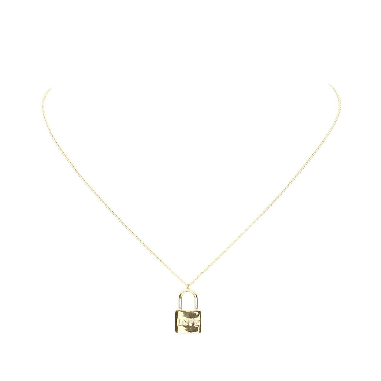 Gold Love White Gold Dipped Metal Lock Pendant Necklace, Get ready with these Pendant Necklace, put on a pop of color to complete your ensemble. Perfect for adding just the right amount of shimmer & shine and a touch of class to special events. Perfect Birthday Gift, Valentine's Gift, Anniversary Gift, Mother's Day Gift.