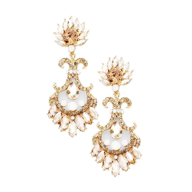 Gold Lt Col Topaz Glass Crystal Flame Statement Evening Earrings, put on a pop of color to complete your ensemble. Perfect for adding just the right amount of shimmer & shine and a touch of class to special events. Perfect Birthday Gift, Anniversary Gift, Mother's Day Gift, Graduation Gift.