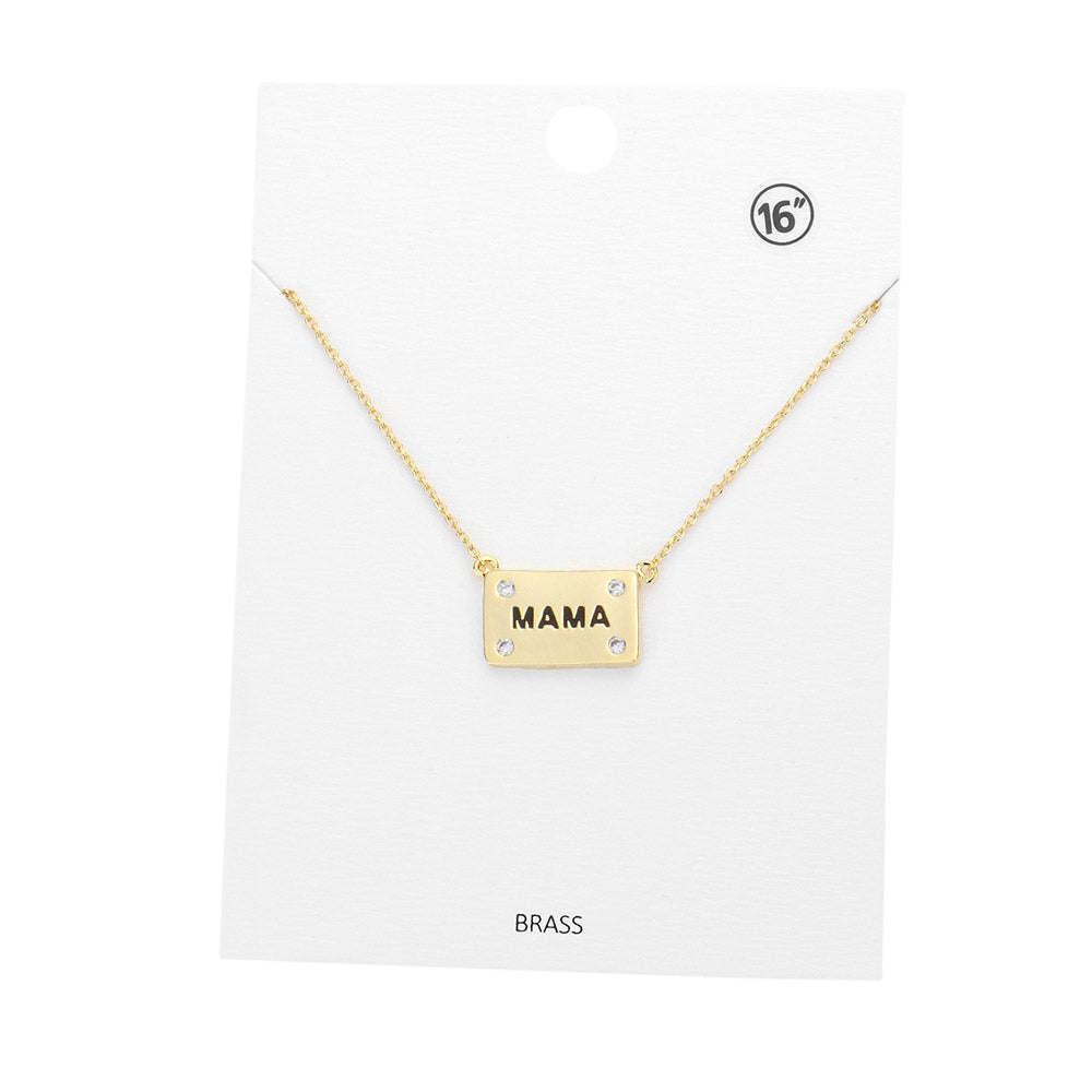 Gold Mama Brass Metal Stone Message Pendant Necklace, enhance your attire with this beautiful pendant necklace to show off your fun trendsetting style. It can be worn with any daily wear such as shirts, dresses, T-shirts, etc. These mama brass metal necklaces will garner compliments all day long. Whether day or night, on vacation, or on a date, whether you're wearing a dress or a coat, this necklace will make you look more glamorous and beautiful. 