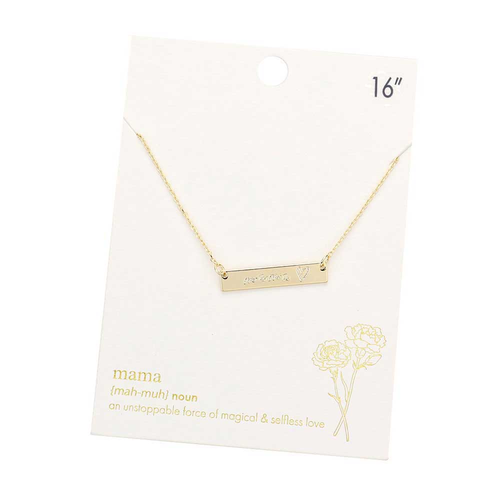 Gold Mama Message Metal Rectangle Pendant Necklace. These Metal Necklaces are easy to put on, take off and so comfortable for daily wear. Best loving gift to express your love to your mother on Mother's Day. Shows the love between mother and child is forever. This Mom Necklaces is the ideal Mother's Day present for all the unique ladies in your life, as well as those who have been inspired by sports moms.