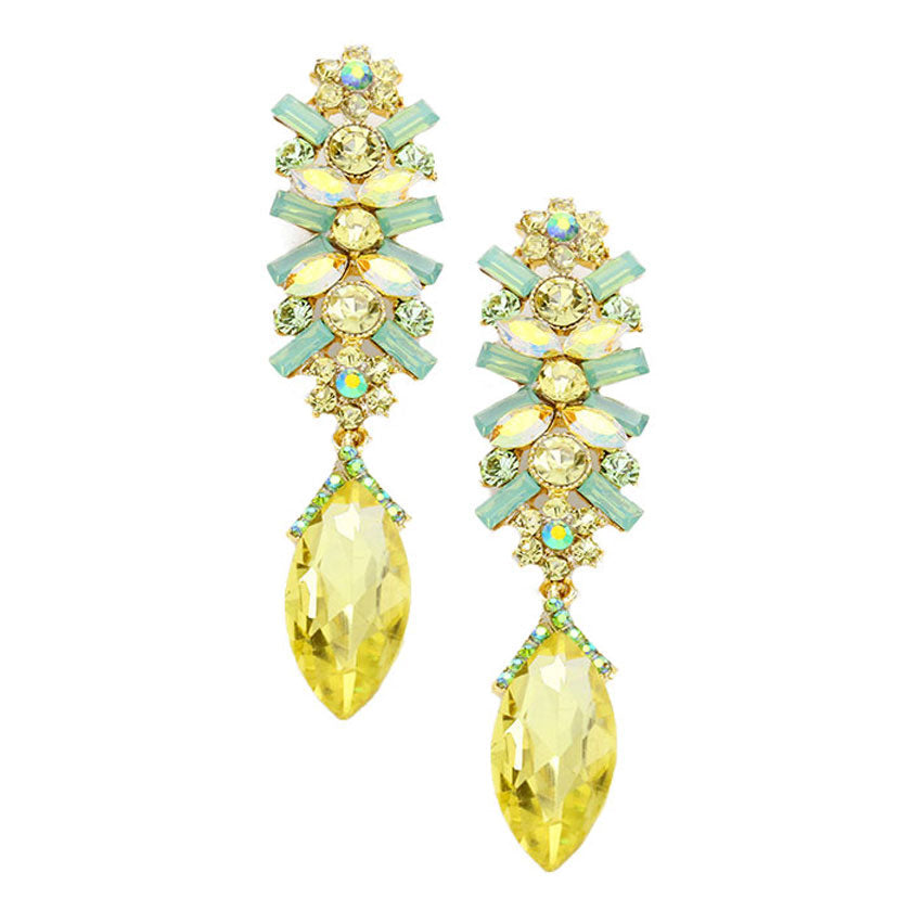 Gold Marquise Glass Crystal Drop Evening Earrings, put on a pop of color to complete your ensemble. Perfect for adding just the right amount of shimmer & shine and a touch of class to special events. Perfect Birthday Gift, Anniversary Gift, Mother's Day Gift, Graduation Gift.