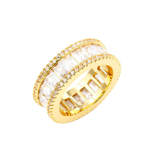 Gold Micro Pave CZ Ring. undoubtedly the most classic cut, the round cut styles are coveted for their versatility and breathtaking brilliance. If you prefer timeless glamour, this cut is meant for you  Perfect Birthday Gift, Anniversary Gift, Mother's Day Gift, Graduation Gift, Prom Jewelry, Just Because Gift, Thank you Gift, Valentine's Day Gift.