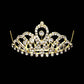 Gold Mini Crystal Rhinestone Pave Princess Tiara, this crystal rhinestone tiara is a classic royal tiara made from gorgeous rhinestone that reveals the epitome of elegance and bridal luxury, and grace. This unique Hair Jewelry is suitable for any special occasion such as weddings, engagements, proms, evenings, It is the perfect compliment that will make your whole wedding dress look come to life. Show your royalty with this Princess Tiara.