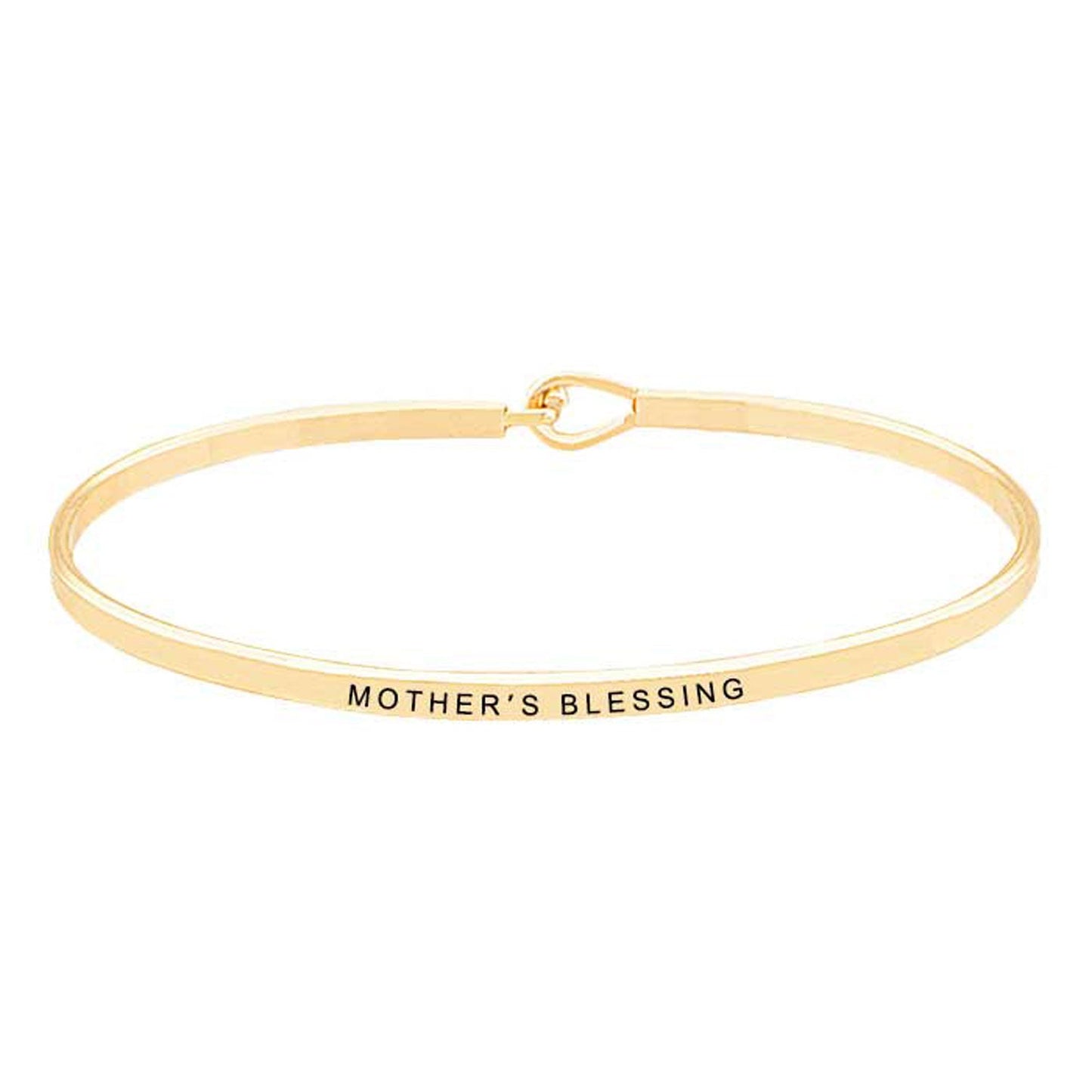 Gold Mother's Blessing Brass Thin Metal Hook Bracelet, These metal circle hook bracelets are easy to put on, take off and so comfortable for daily wear. Pair with a tee and jeans to dress up your laid-back look, or add to a shift dress and pumps to enhance your work-ready ensemble. Makes a great gift for any occasion.