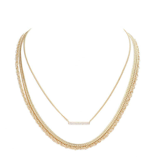 Gold Multi Layered CZ Pendant Necklace. Get ready with these Necklace, put on a pop of color to complete your ensemble. Perfect for adding just the right amount of shimmer & shine and a touch of class to special events. Perfect Birthday Gift, Anniversary Gift, Mother's Day Gift, Valentine's Day Gift.
