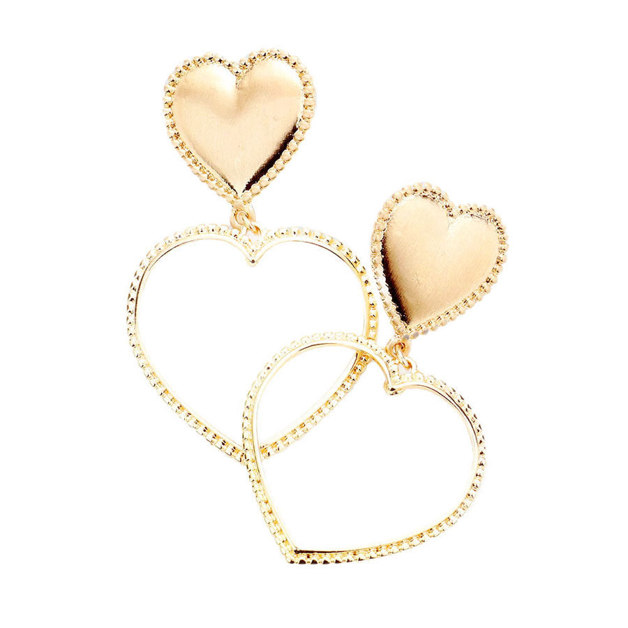 Gold Open Metal Heart Link Dangle Earrings, put on a pop of color to complete your ensemble. Beautifully crafted design adds a gorgeous glow to any outfit. Perfect for adding just the right amount of shimmer & shine. Perfect for Birthday Gift, Anniversary Gift, Mother's Day Gift, Graduation Gift, Valentine's Day Gift.