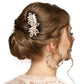 Gold Pearl Marquise Stone Accented Leaf Hair Comb. Perfect for adding just the right amount of shimmer & shine, will add a touch of class, beauty and style to your wedding, prom, special events, embellished pearl stone to keep your hair sparkling all day & all night long. The elegant design will enhance your beauty, attracting everyone's attention and transforming you into a bright star to wear with this hair comb.